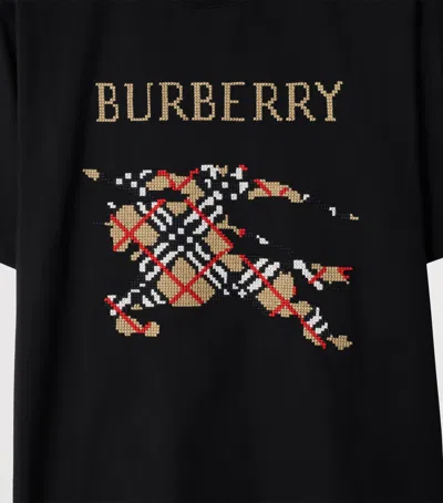 Burberry Cross Stitch Logo Cotton T-shirt In Black