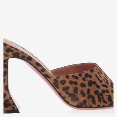 Amina Muaddi Brown Pumps With Distinctive Heel And Modern Silhouette In Brown