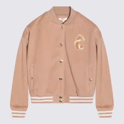 Chloé Peach-pink Wool Blend Bomber Jacket In Neutral