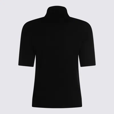 Allude Short-sleeve Turtleneck Sweater In Black
