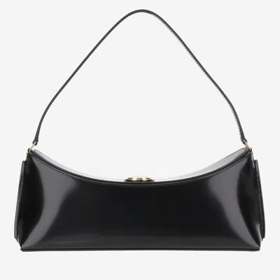 Jacquemus Le Calisso Black Shoulder Bag With Engraved Snap Button In Leather In Black