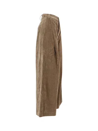 Uma Wang High-waisted Wide-leg Trousers With Button Closure In Brown