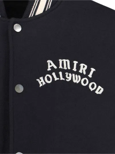 Amiri Wool Blend Bomber Jacket With Contrast Sleeves In Black