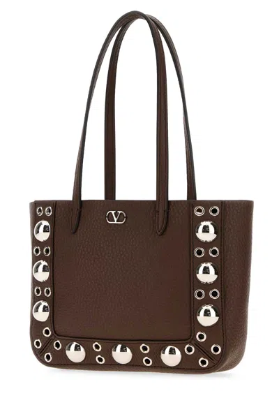 Valentino Garavani Nellcote Mini Shopping Tote Bag In Suede In Brown