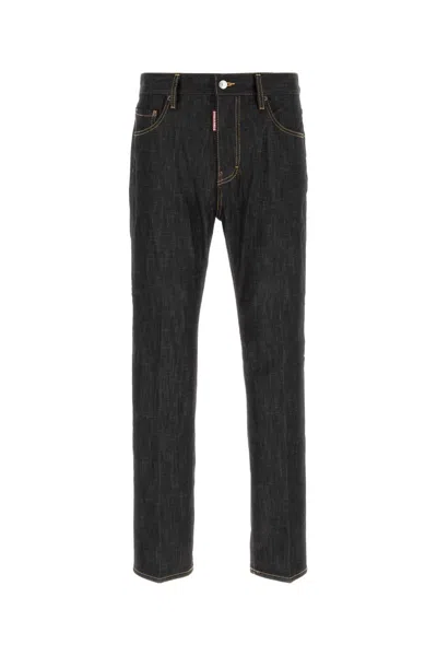 Dsquared2 Belted Contrast Stitched Five-pocket Trousers In Black