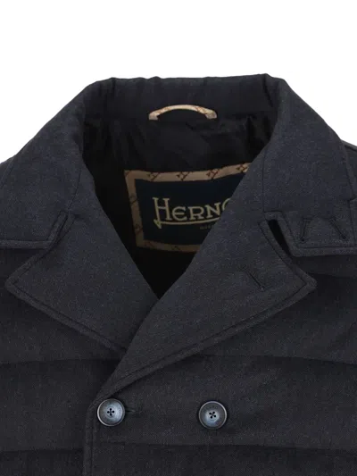 Herno Double-breasted Padded Coat In Black
