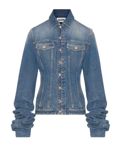 Jean Paul Gaultier Structured Blazer With Balloon Sleeves And Pockets In Blue