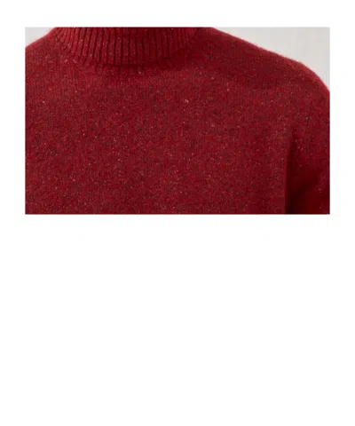 Brunello Cucinelli Cozy High Neck Knit Pullover In Red