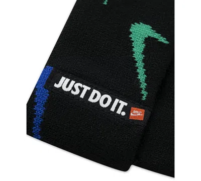 Nike Big Boys 2-piece Swoosh Repeat Beanie And Gloves Set In Black