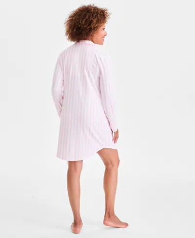 Charter Club Women's Jersey Printed Long Sleeve Sleepshirt In Pink