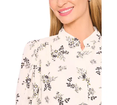 Cece Women's Floral 3/4-sleeve Collared Button Down Top In Neutral