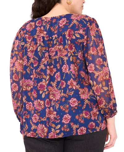 Vince Camuto Plus Size Long-sleeve V-neck Blouse In Multi