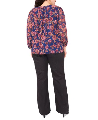 Vince Camuto Plus Size Long-sleeve V-neck Blouse In Multi