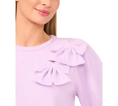 Cece Women's Ribbon Applique Short Sleeve Pullover Sweater In Purple