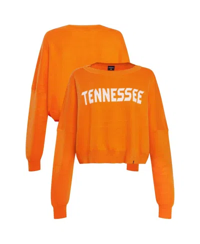 Hype And Vice Women's Tennessee Orange Tennessee Volunteers Oversized Cropped Ivy Knit Pullover Sweater In Orange