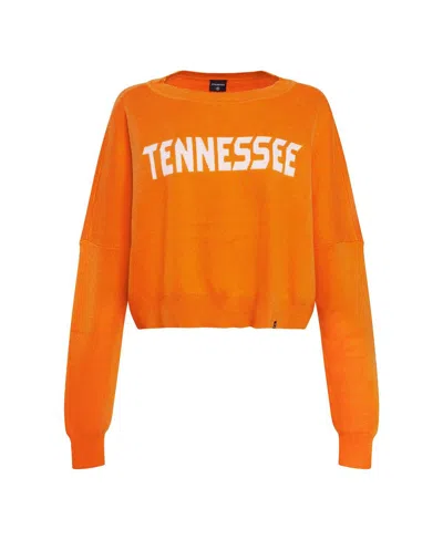 Hype And Vice Women's Tennessee Orange Tennessee Volunteers Oversized Cropped Ivy Knit Pullover Sweater In Orange