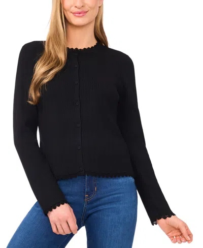 Cece Button Front Sweater In Black