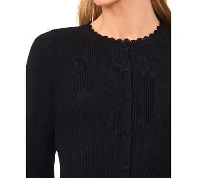 Cece Button Front Sweater In Black