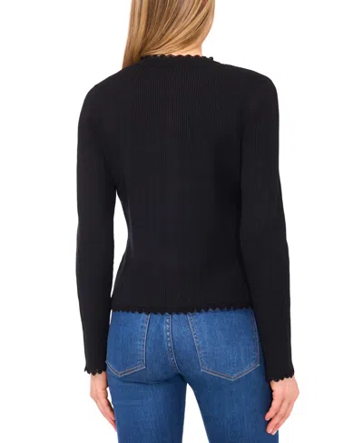 Cece Button Front Sweater In Black