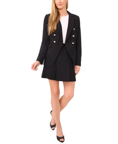 Cece Heart Button Double Breasted Blazer In Black