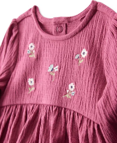 Carter's Baby Girls Long Sleeve Cuffed A-line Dress In Pink