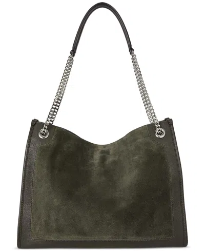 Ralph Lauren Bradley Large Suede Shopper Tote Bag In Green