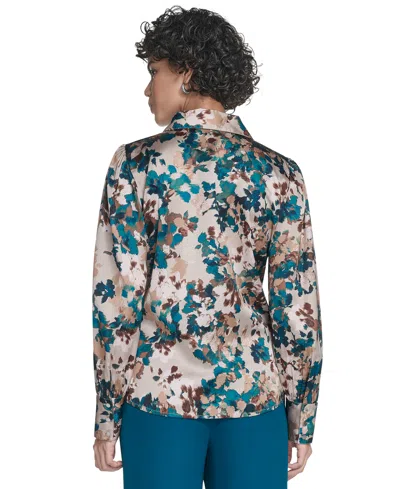 Calvin Klein Women's Printed Charmeuse Button-front Blouse In Multi