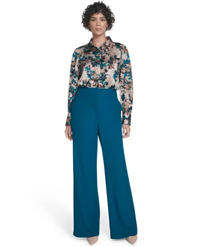 Calvin Klein Women's Printed Charmeuse Button-front Blouse In Multi