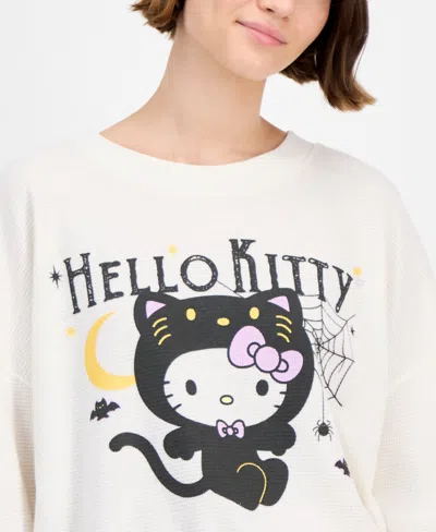 Grayson Threads, The Label Juniors' Hello Kitty Halloween Thermal Crewneck In White