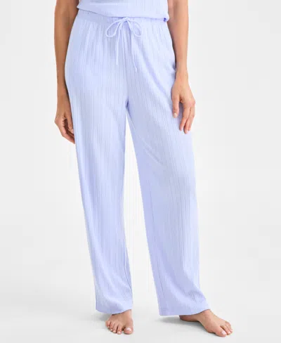 Charter Club Women's Short-sleeve Pointelle Knit Pajama Set In Blue