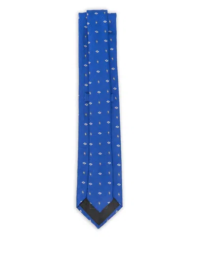 Brioni Diamond-pattern Silk Tie In Blue