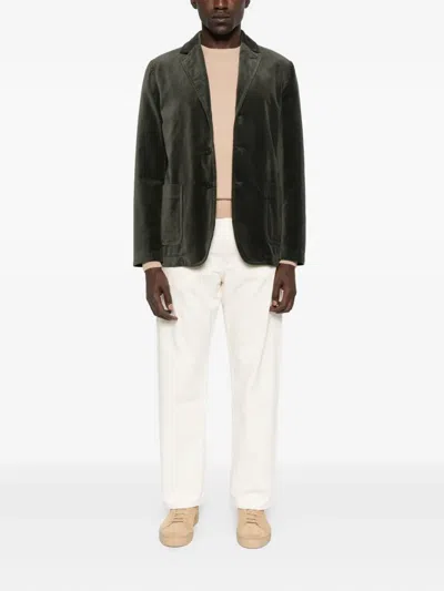 Aspesi Buttoned Patch-pocket Blazer In Green