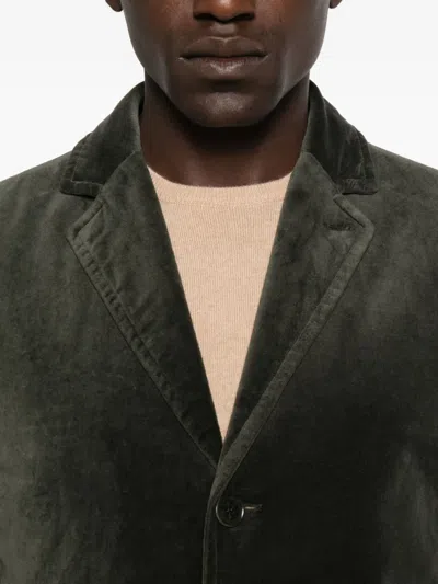 Aspesi Buttoned Patch-pocket Blazer In Green