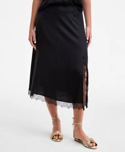 On 34th Women's Lace-trim Slip Skirt, Macy's Exclusive In Black