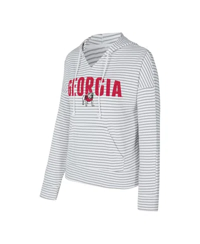 Concepts Sport Women's White/gray San Francisco 49ers Liftoff Striped Notch Neck Pullover Hoodie In Multi