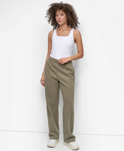 Dkny Women's Hd Logo Boyfriend Open Leg Pants In Green