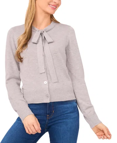 Cece Women's Tie Neck Cardigan Sweater In Gray