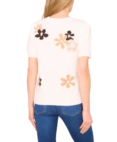 Cece Groovy Flower Pullover In White