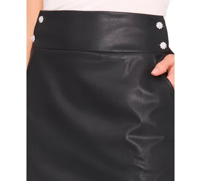 Cece Women's Side Imitation Buttons A-line Mini Skirt In Black