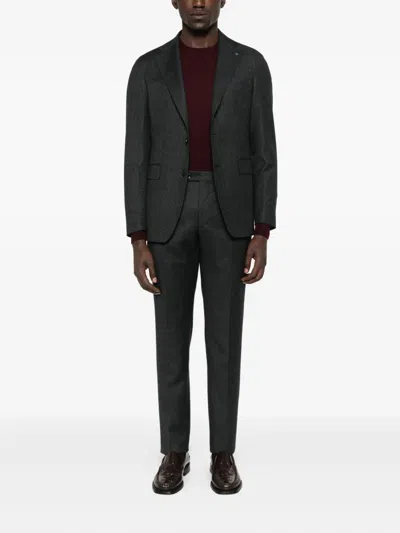 Tagliatore Single-breasted Wool Suit In Black