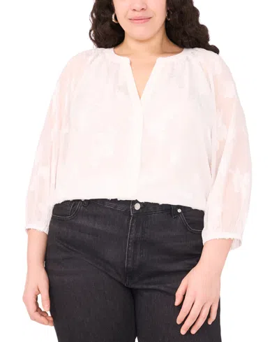 Vince Camuto Plus Size Raglan-sleeve V-neck Blouse In White