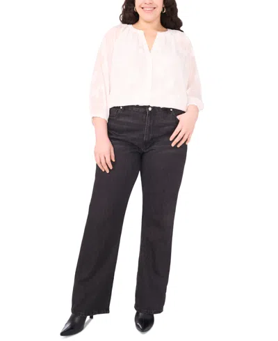 Vince Camuto Plus Size Raglan-sleeve V-neck Blouse In White