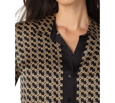 Liverpool Los Angeles Abstract Print Button-up Shirt In Black