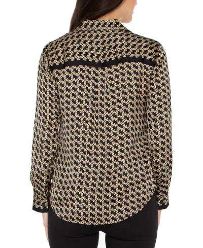 Liverpool Los Angeles Abstract Print Button-up Shirt In Black