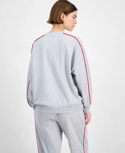 Rebellious One Juniors' Leopard New York Crewneck In Gray