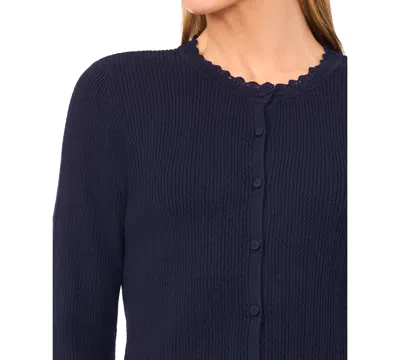 Cece Button Front Cardigan In Blue