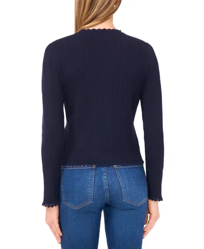 Cece Button Front Cardigan In Blue