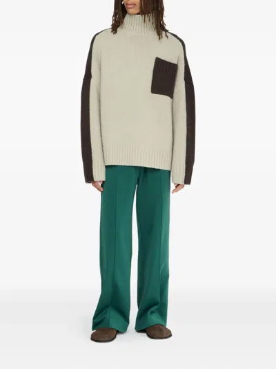 Jw Anderson Two Tone Patch Pocket Sweater In Neutral