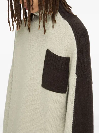 Jw Anderson Two Tone Patch Pocket Sweater In Neutral