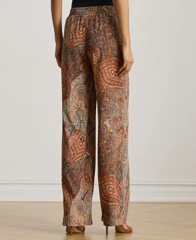 Ralph Lauren Petite Paisley Crepe Wide-leg Pant In Brown